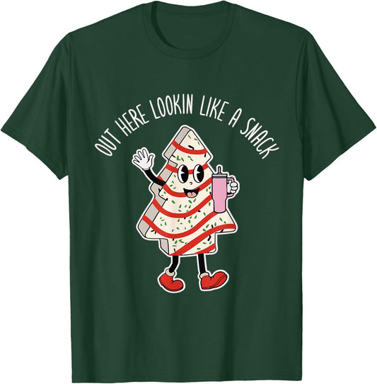 Out Here Looking Like A Snack Groovy Boo Jee Christmas Tree T-Shirt - T-Shirt | Forest