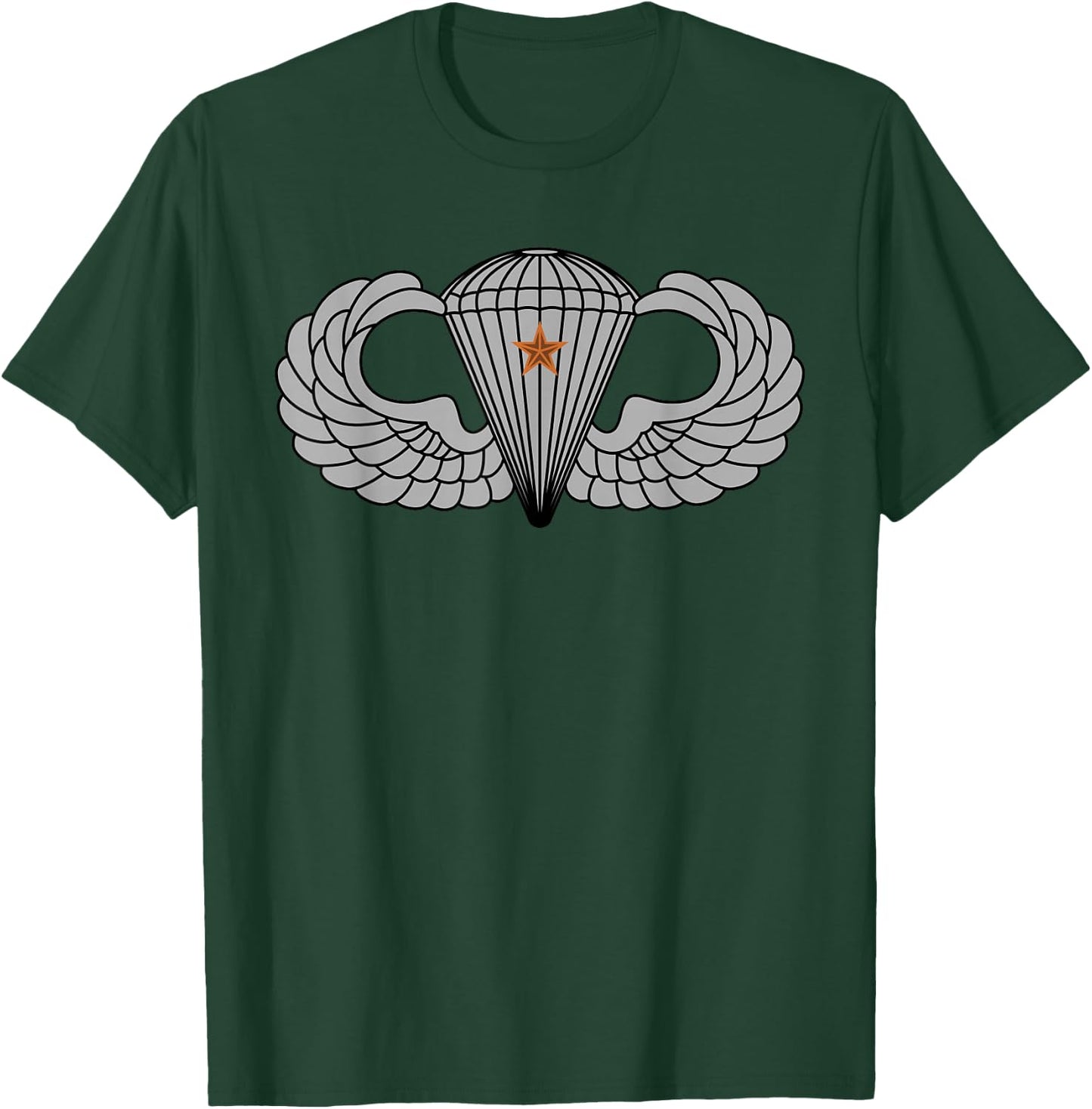 US Army Parachutist Badge Combat Star - Airborne Jump Wings T-Shirt - T-Shirt | Forest