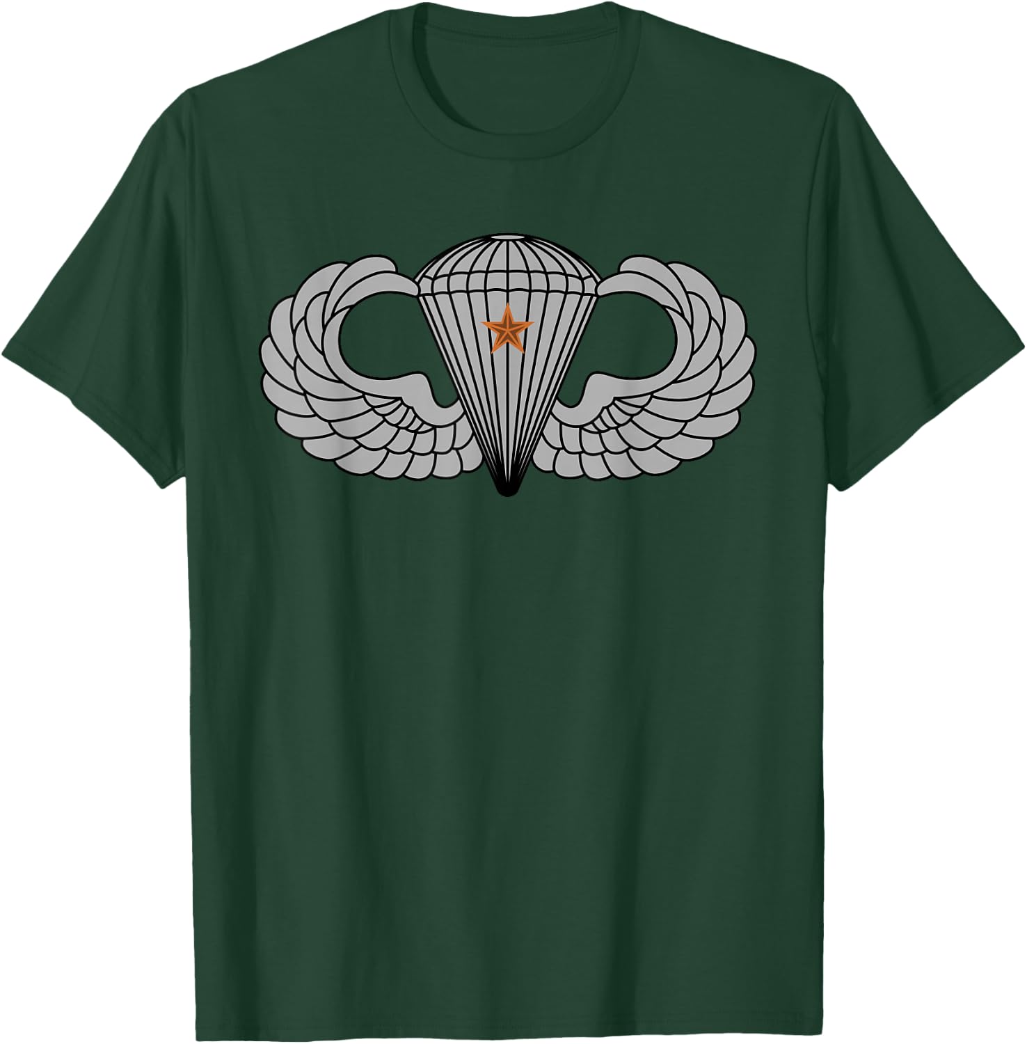 US Army Parachutist Badge Combat Star - Airborne Jump Wings T-Shirt - T-Shirt | Forest
