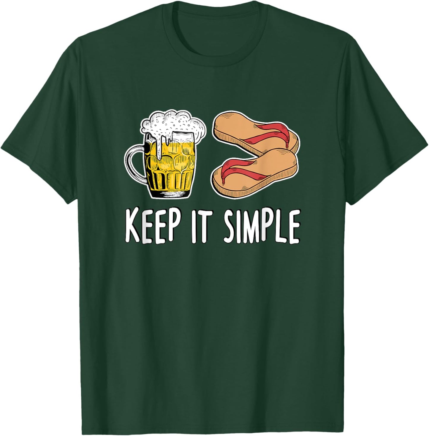 Keep It Simple - Beer And Flip Flops T-Shirt - T-Shirt | Forest