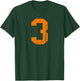 Vintage Orange Sports Team Number #3 T-Shirt - T-Shirt | Forest