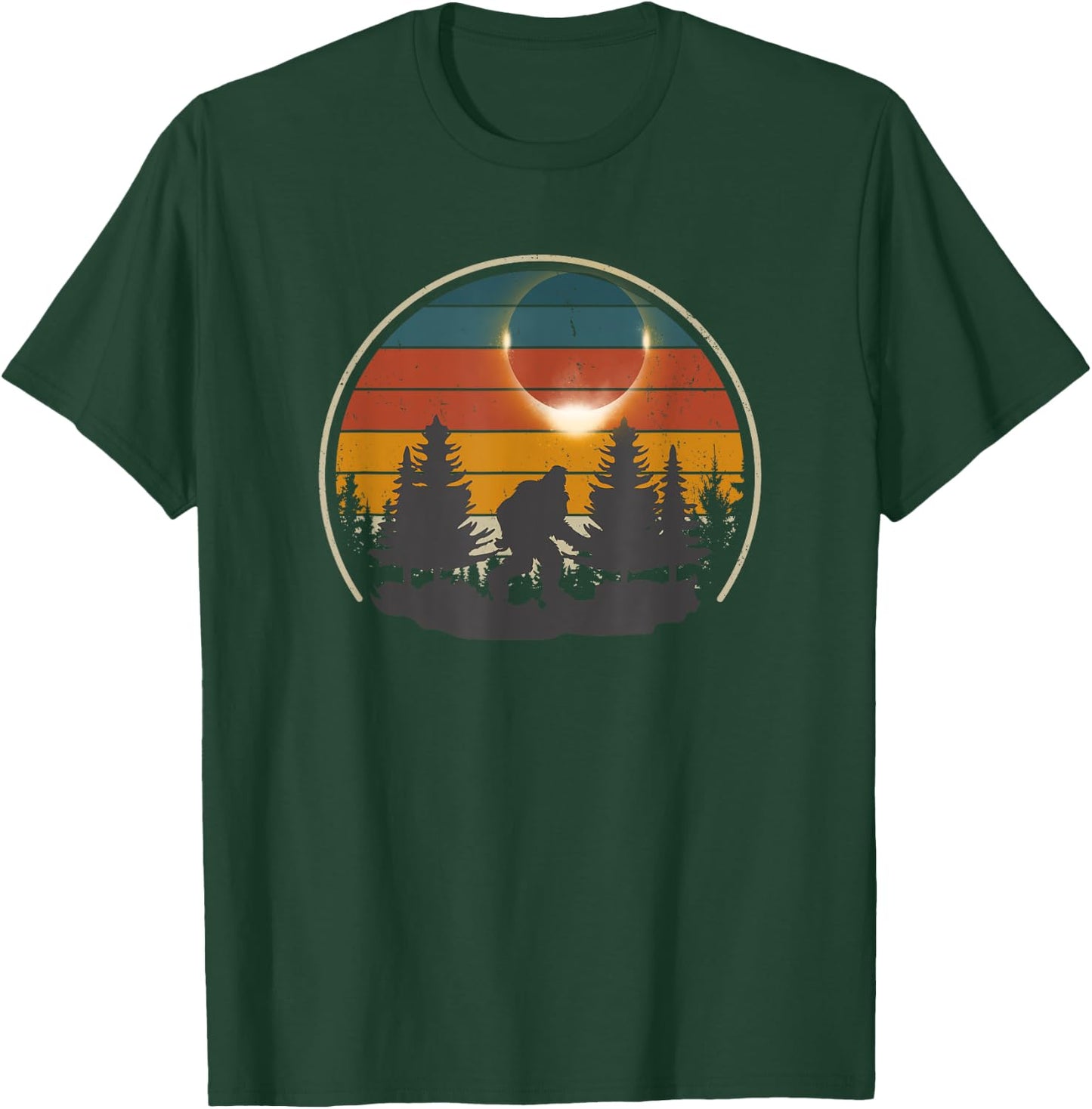America Totality Retro Bigfoot Total Solar Eclipse 2024 T-Shirt - T-Shirt | Forest
