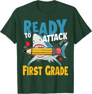 Kids First day of 1st Grade Ready to Attack First Grade T-Shirt - T-Shirt | Forest
