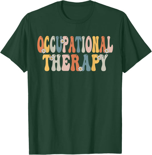 Occupational Therapy -OT Therapist OT Month Groovy Retro Small T-Shirt - T-Shirt | Forest