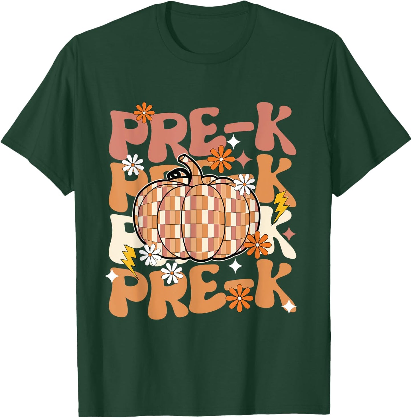 Pre-K Teacher Thanksgiving, Halloween Fall Pumpkin Teacher T-Shirt - T-Shirt | Forest