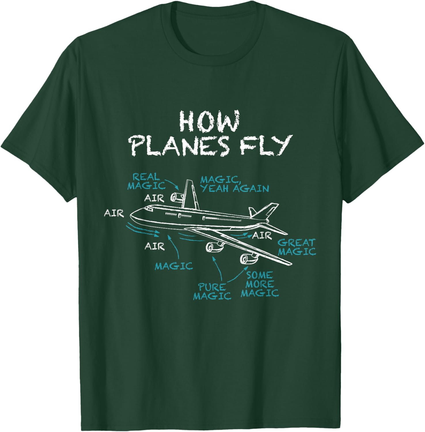 How Planes Fly Funny Pilot Aerospace Engineer Aviation B747 T-Shirt - T-Shirt | Forest