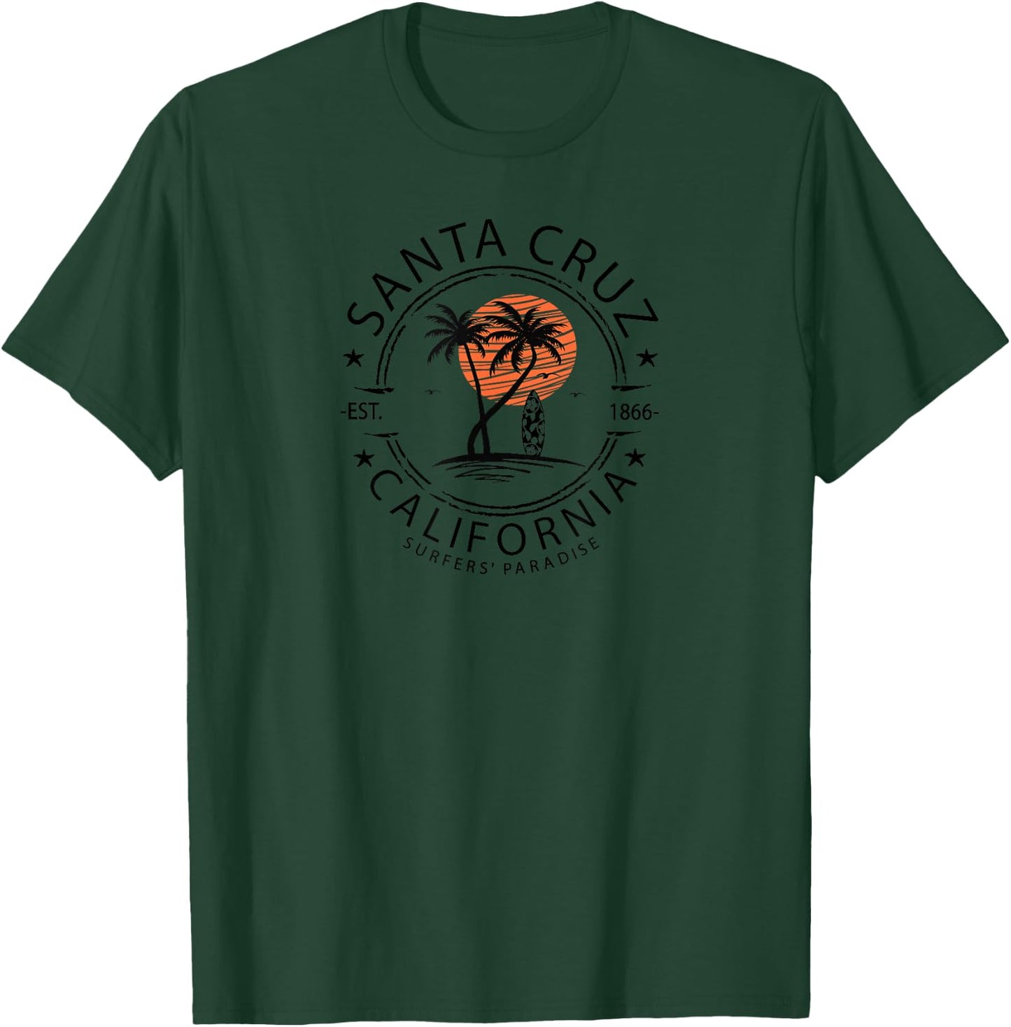 Retro Santa Cruz California Beach T-Shirt - T-Shirt | Forest