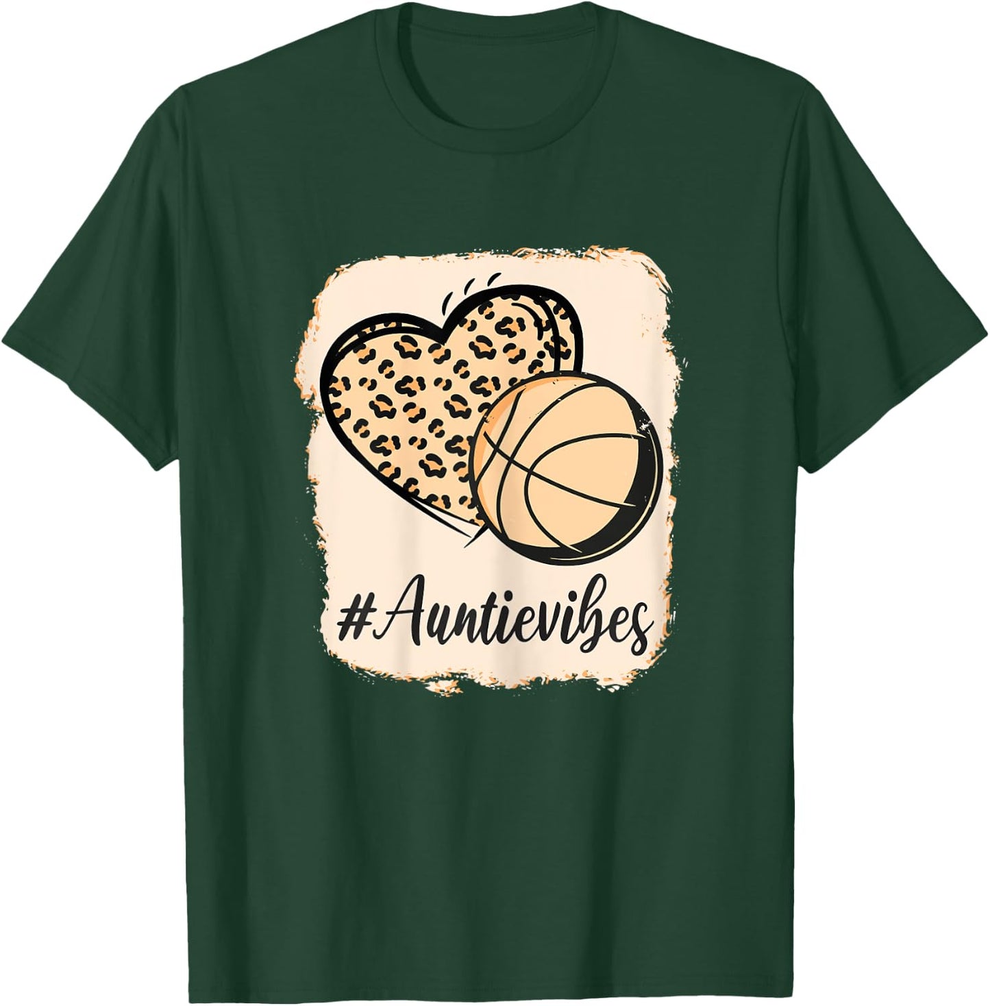 Bleached Basketball Vibes Auntie Messy Bun Love Ball Aunt T-Shirt - T-Shirt | Forest