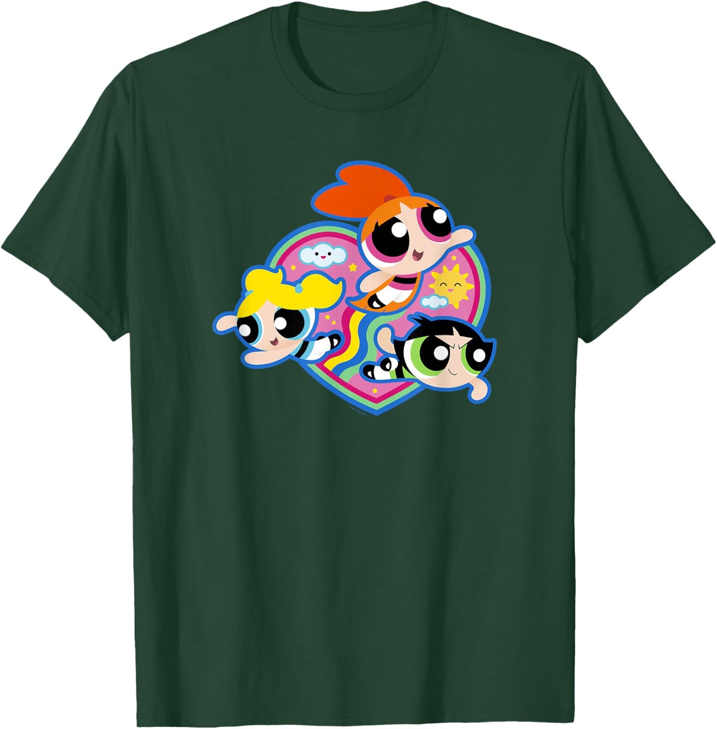 The Powerpuff Girls Group Rainbow Heart Flight T-Shirt - T-Shirt | Forest