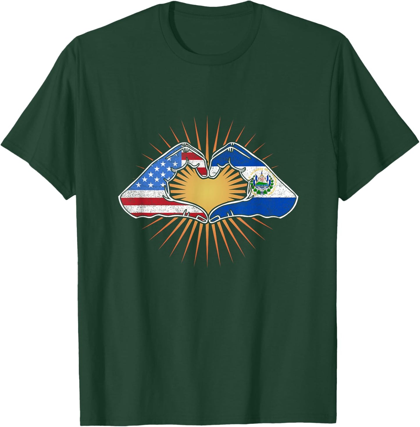 Heart Hands USA and El Salvador T-Shirt - T-Shirt | Forest