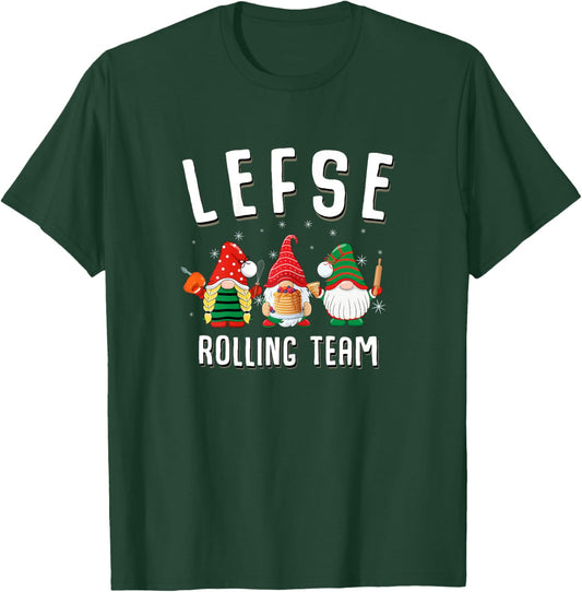 Lefse Rolling Team Christmas Baking Gnomes T-Shirt - T-Shirt | Forest