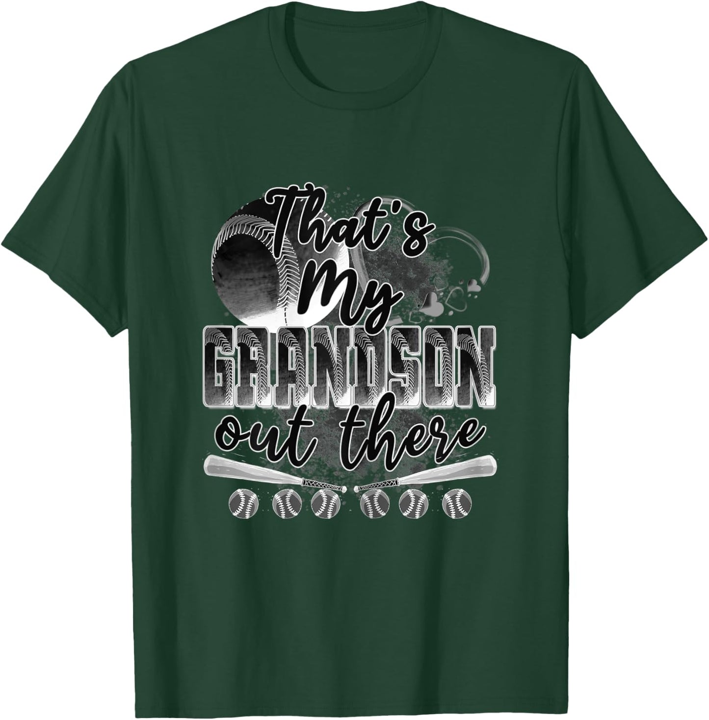That's My Grandson Out There Gifts Women Baseball Grandma T-Shirt - T-Shirt | Forest