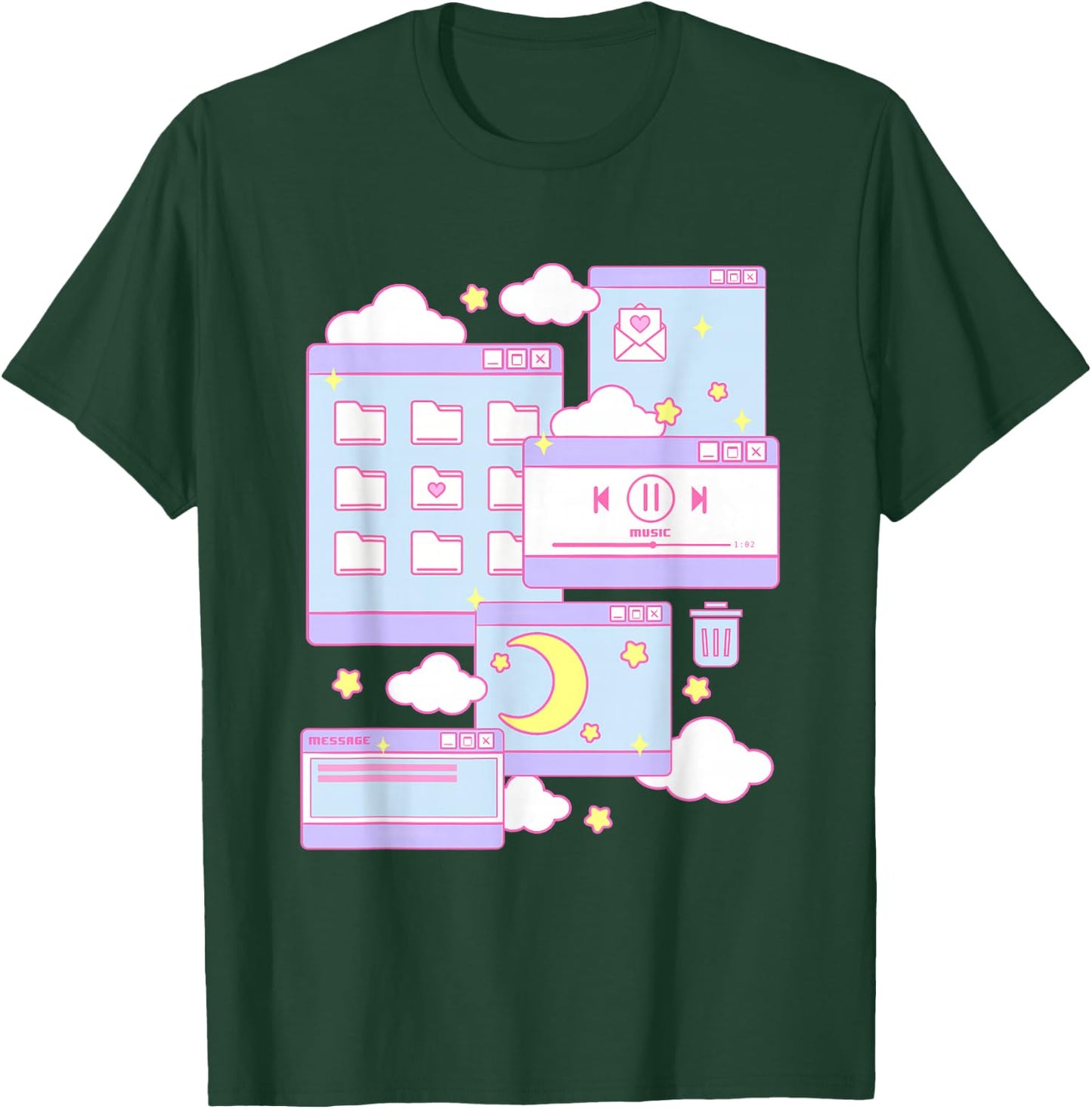 90s Grunge Kawaii E-Girl Browser Pastel T-Shirt - T-Shirt | Forest