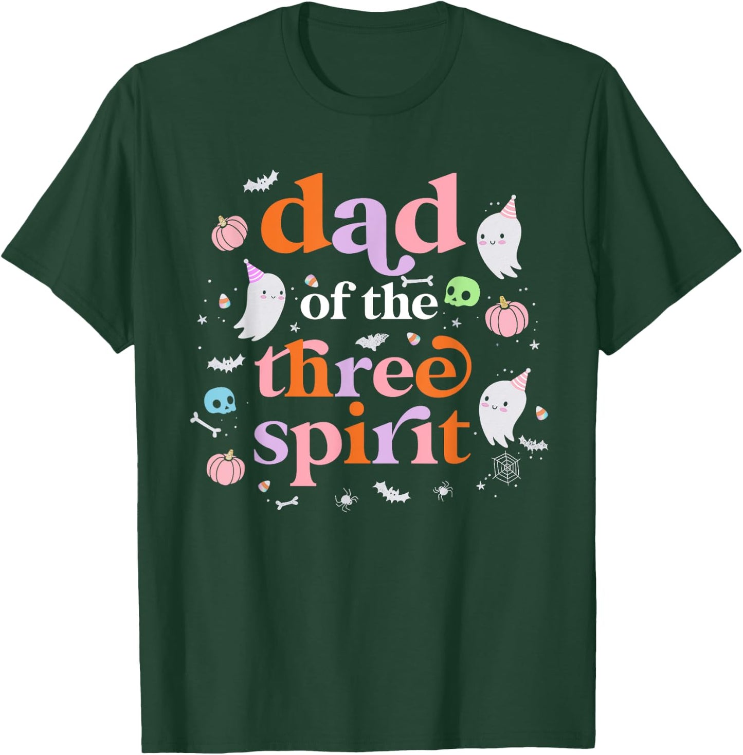 Dad of The Three Spirit Halloween 3rd Bday Boy Ghost T-Shirt - T-Shirt | Forest