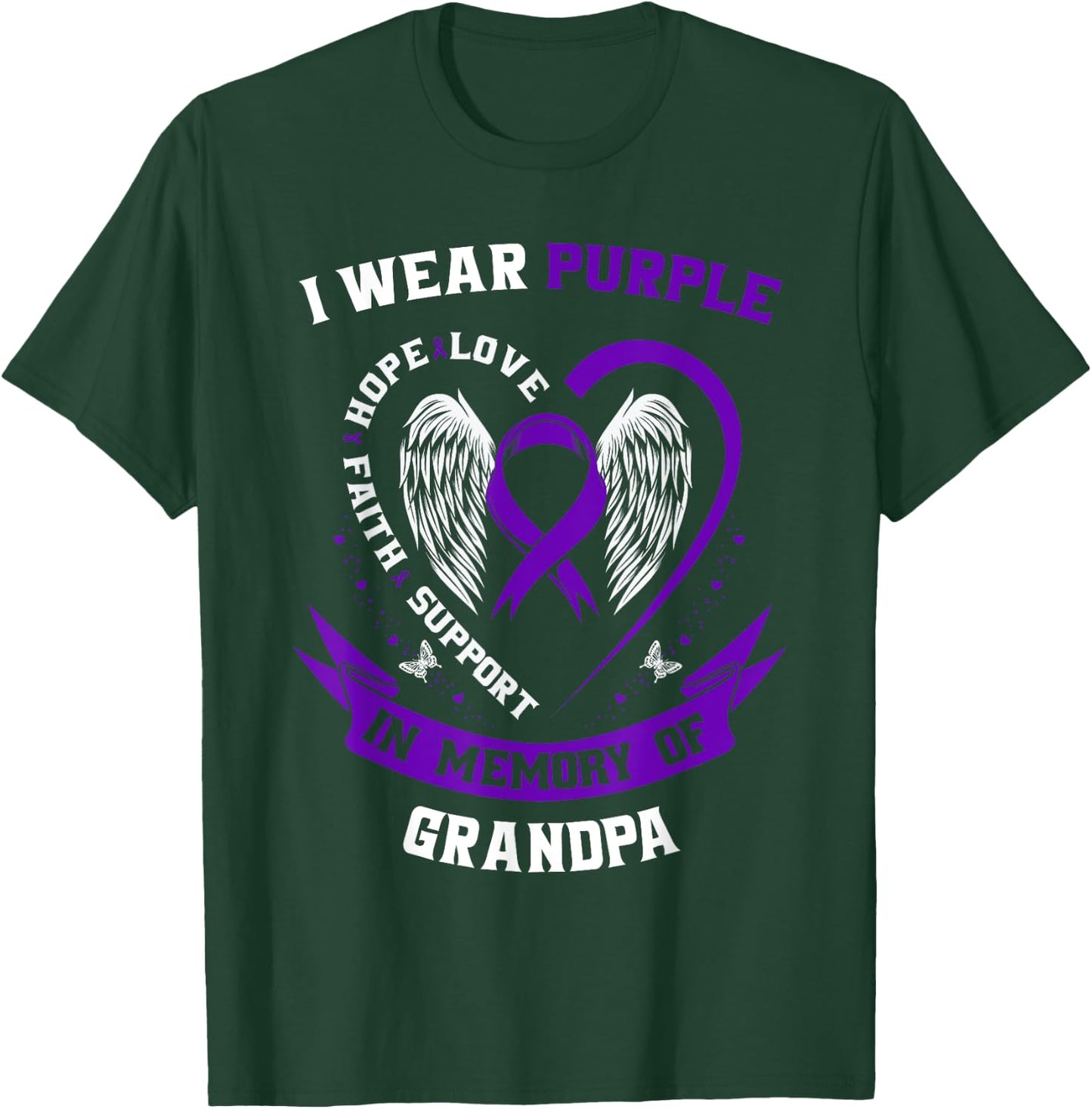 Wear Purple In Memory of Grandpa Pancreatic Cancer Awareness T-Shirt - T-Shirt | Forest
