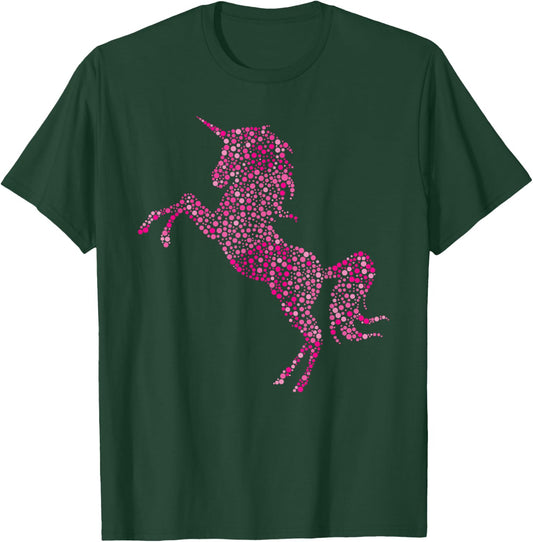 Girl's Unicorn Pink Polka Dot Day Horse T-Shirt - T-Shirt | Forest