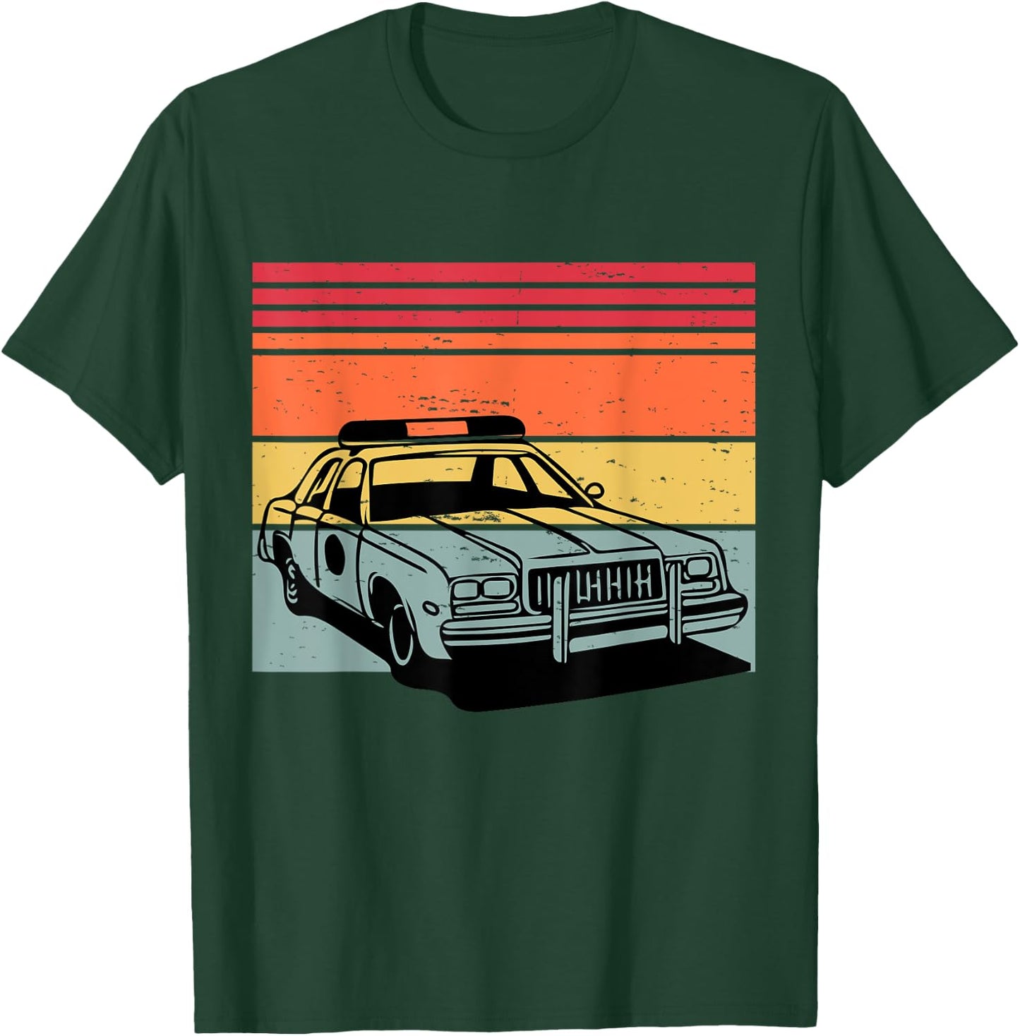 Police Car TV Cop Shows Vintage Retro 70s & 80's Sunset T-Shirt - T-Shirt | Forest