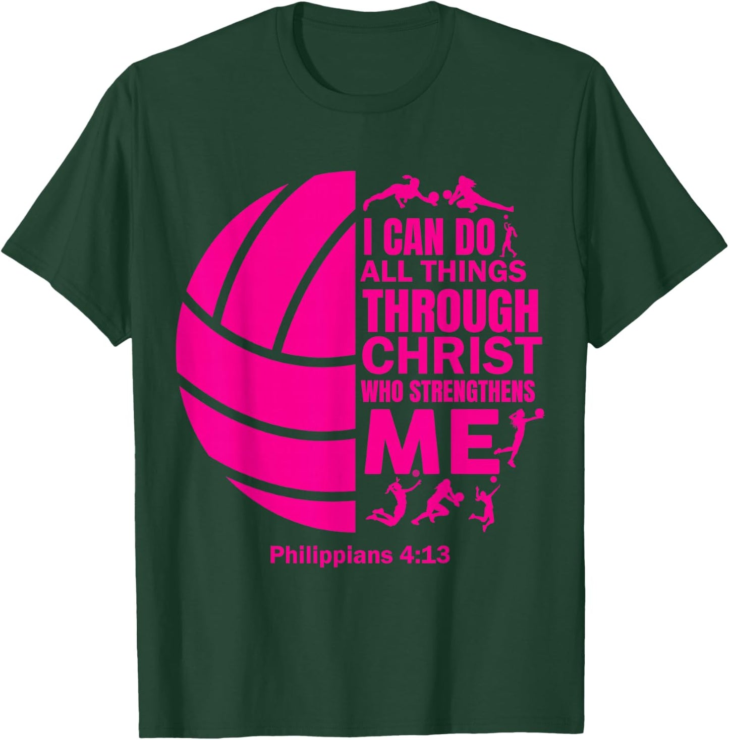 Women Volleyball-Shirt for Teen Girls Funny Christian Christ T-Shirt - T-Shirt | Forest