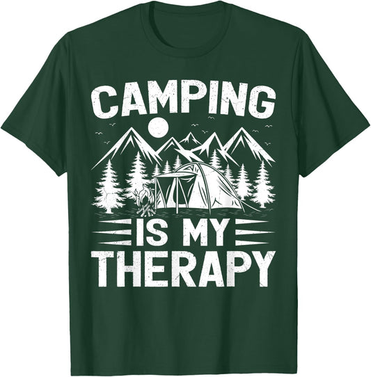Funny Camper Camping Is My Therapy T-Shirt - T-Shirt | Forest