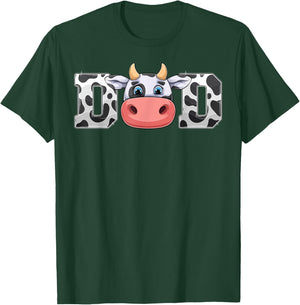 Dad Cow Print Cowboy Animal Pattern Farmer Cow Father Dad T-Shirt - T-Shirt | Forest