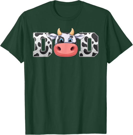 Dad Cow Print Cowboy Animal Pattern Farmer Cow Father Dad T-Shirt - T-Shirt | Forest
