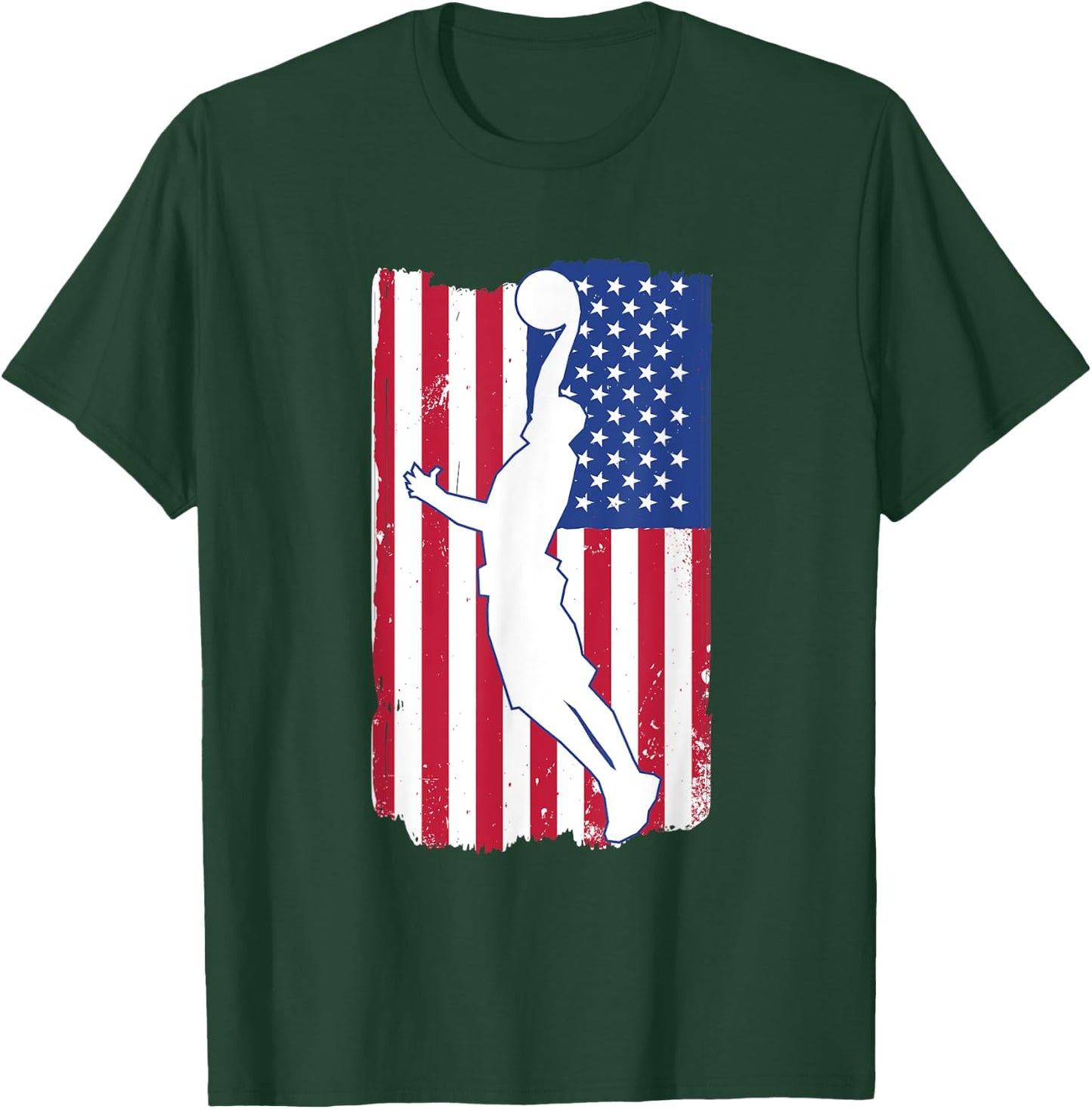 Basketball Player Basketball USA Team Coach American Flag T-Shirt - T-Shirt | Forest