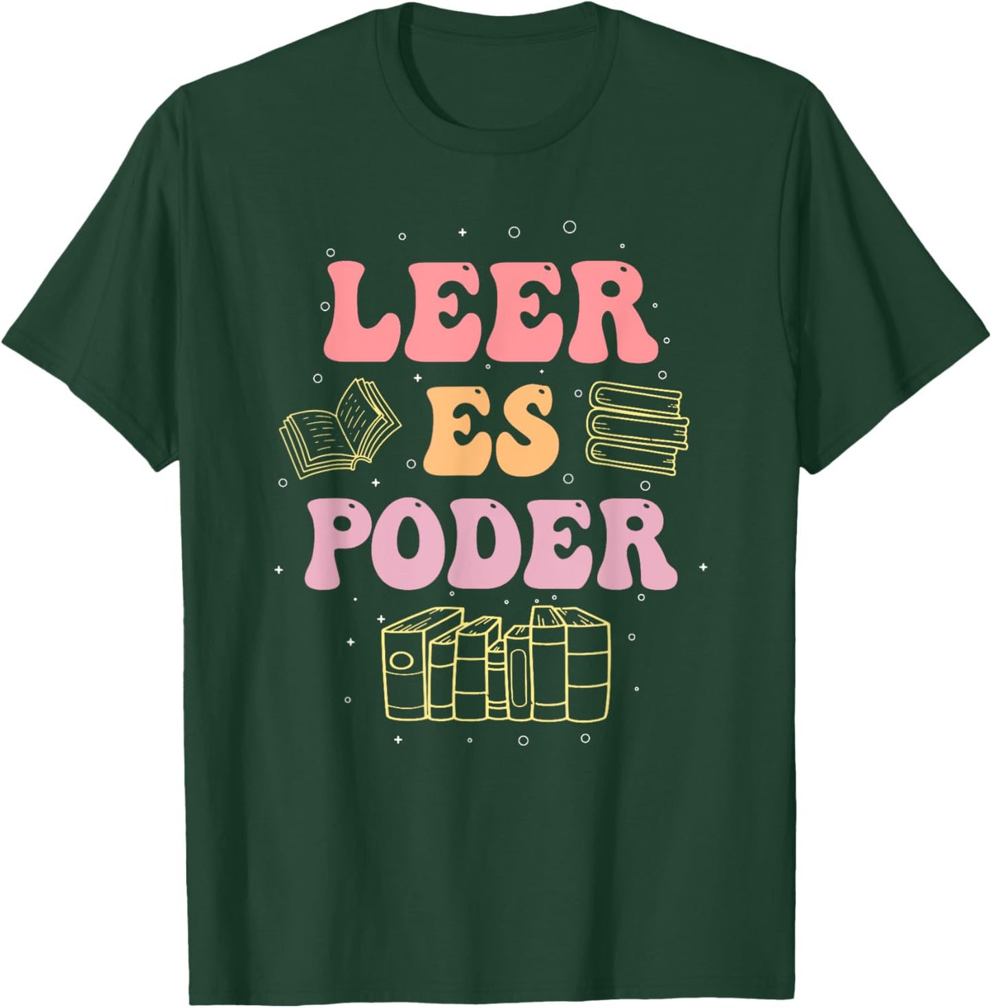 Leer Es Poder Groovy Spanish Teacher Bilingual Maestra Men Women T-Shirt - T-Shirt | Forest