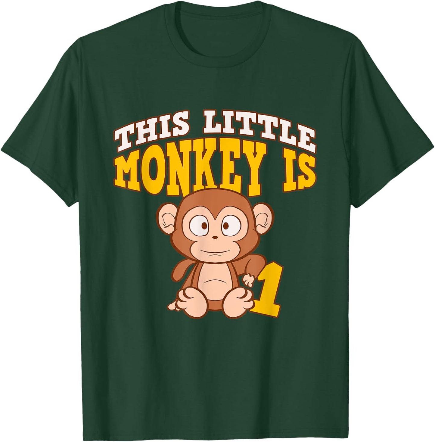 This Little Monkey Is 1 1st Birthday Party Bday Celebrant T-Shirt - T-Shirt | Forest