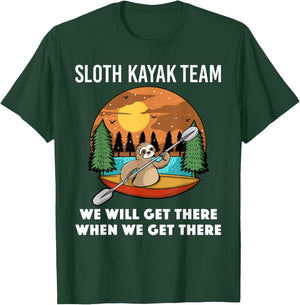 Funny Sloth Kayaking Art Women Kids Kayaker Crew T-Shirt - T-Shirt | Forest