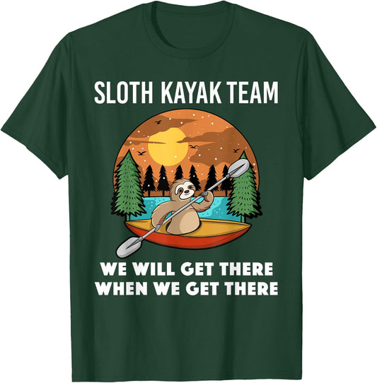 Funny Sloth Kayaking Art Women Kids Kayaker Crew T-Shirt - T-Shirt | Forest