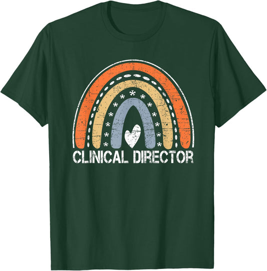 Funny Job Title Worker Vintage Rainbow Clinical Director T-Shirt - T-Shirt | Forest