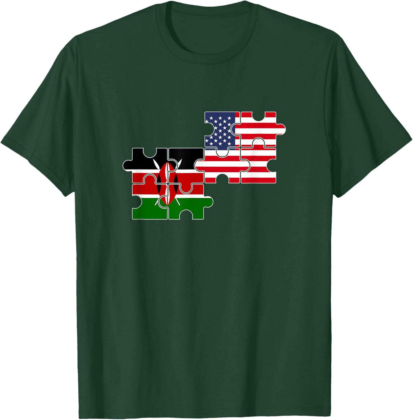 Kenya USA Flag American Kenyan T-Shirt - T-Shirt | Forest