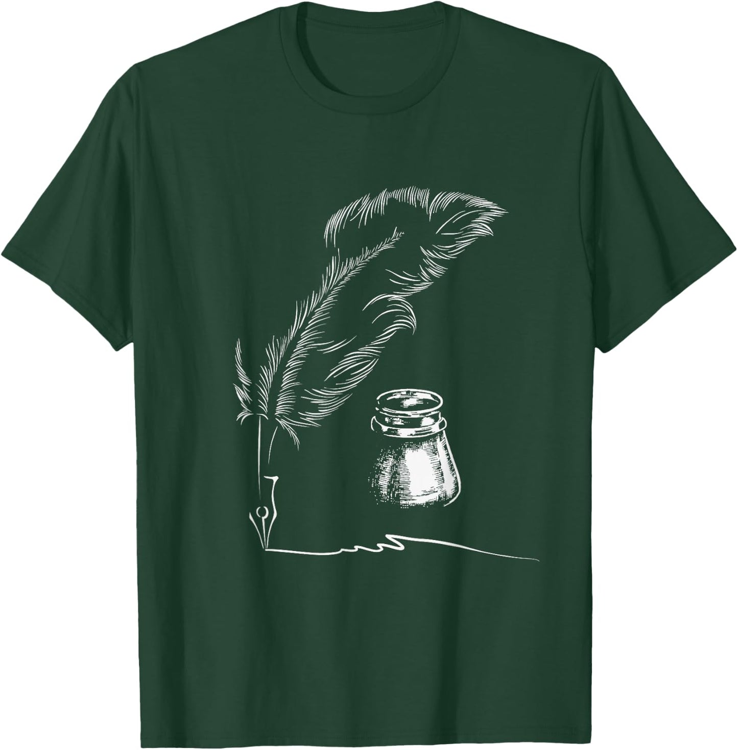 Feather Inkpot - Author Book Writer Novelist Poet Writing Small T-Shirt - T-Shirt | Forest