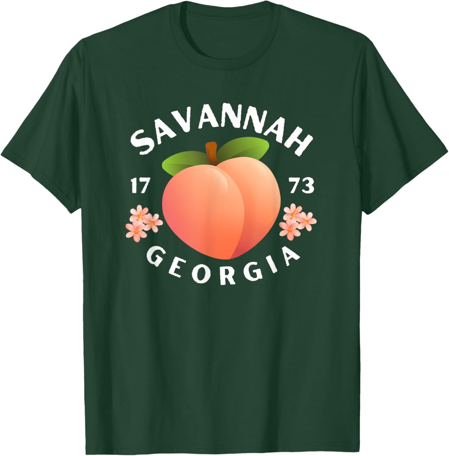 Savannah Georgia est. 1773 Flowers Peach State T-Shirt - T-Shirt | Forest