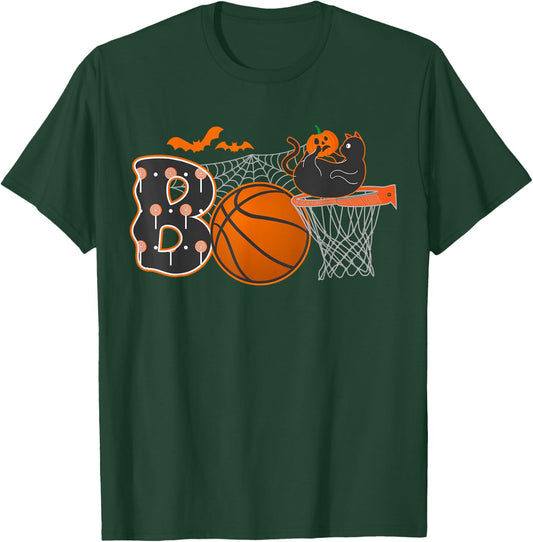 Halloween Basketball Cat Boo Boys Men T-Shirt - T-Shirt | Forest