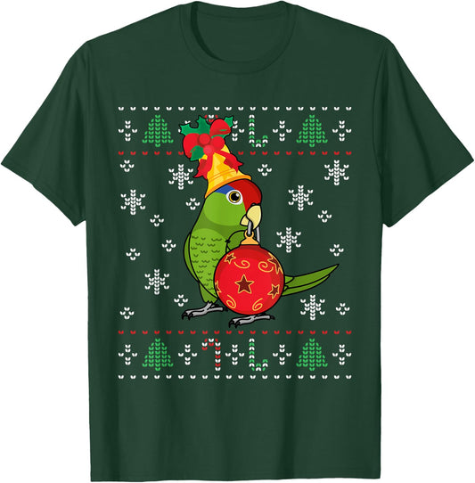 Mexican Red-headed Amazon Parrot I Ugly Christmas T-Shirt - T-Shirt | Forest