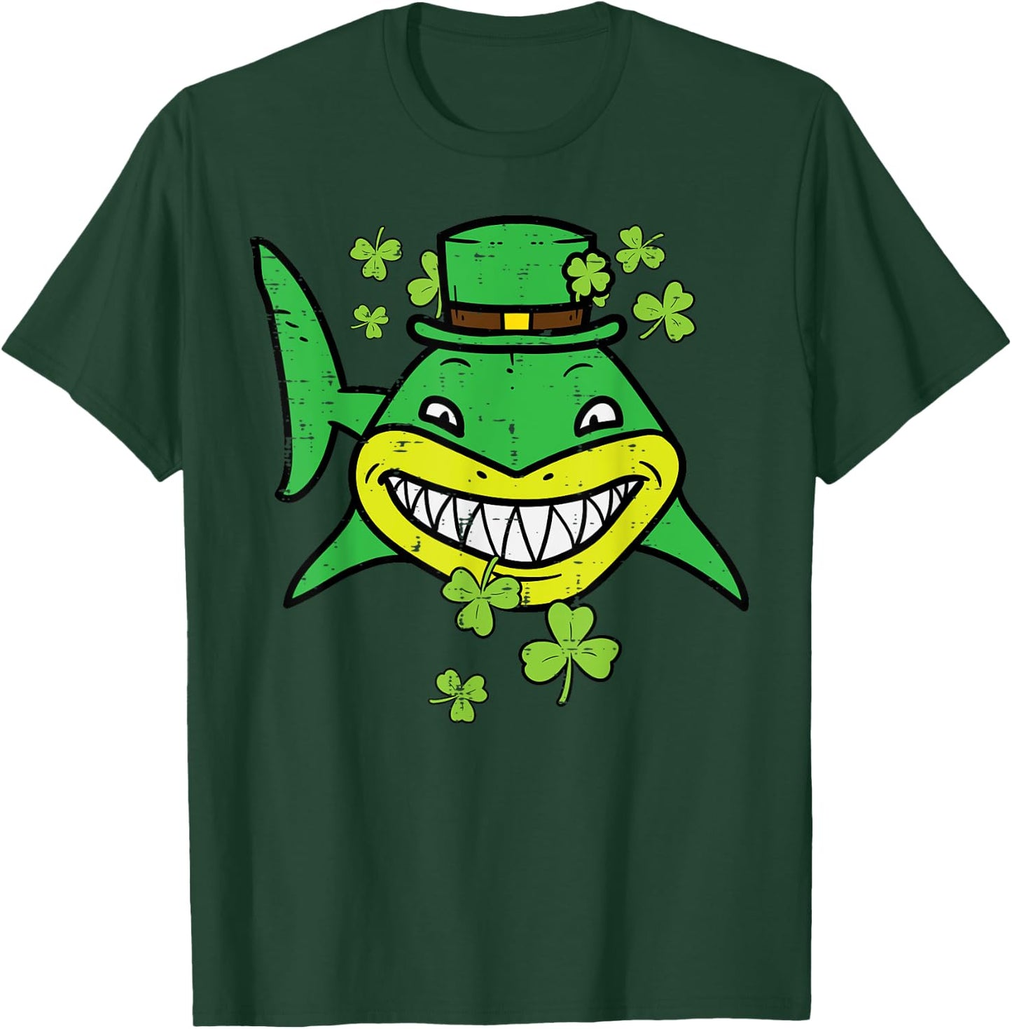 St Patricks Day Shark Saint Paddys Pattys Irish Men Boys Kid T-Shirt - T-Shirt | Forest