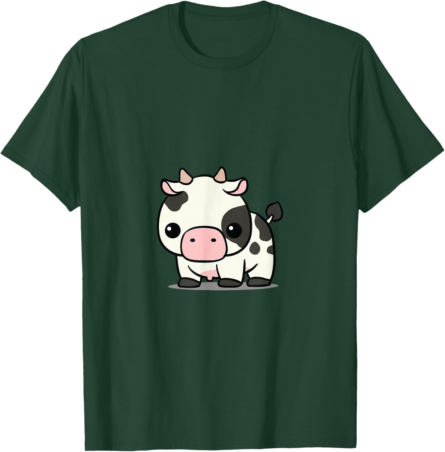 Chibi Kawaii Cow Farmer Farm Animal Lover T-Shirt - T-Shirt | Forest