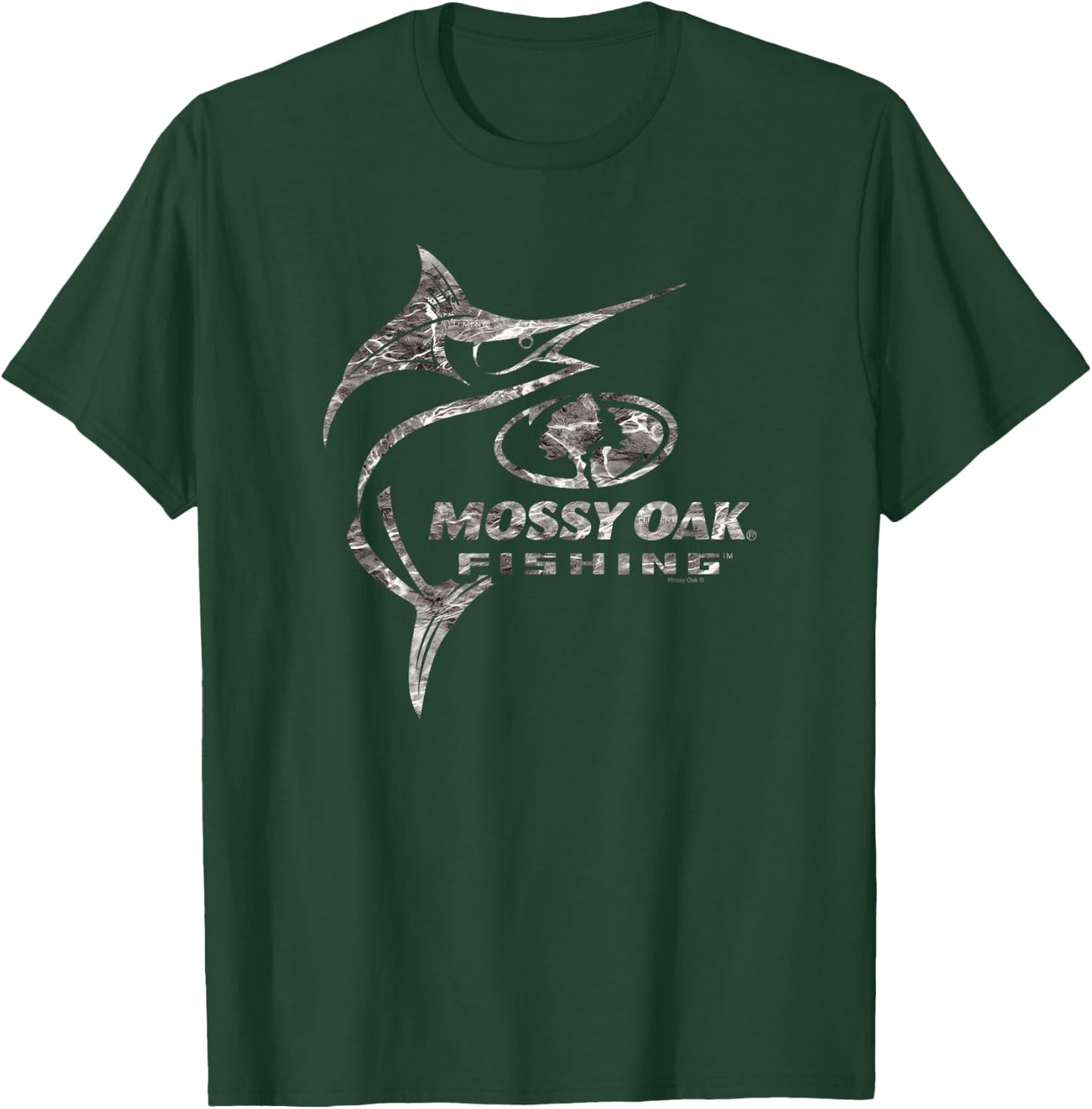 Mossy Oak Fishing Marlin Target Ocean Outdoors Grey Logo T-Shirt - T-Shirt | Forest