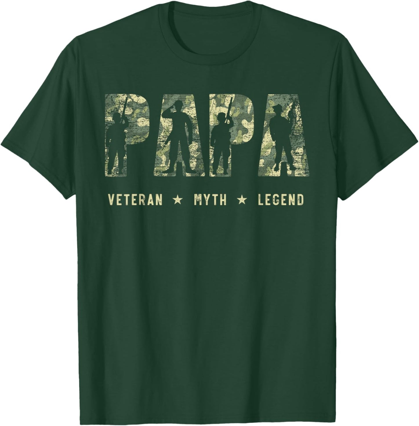 Papa Veteran Myth Legend American Flag Father's Day T-Shirt - T-Shirt | Forest