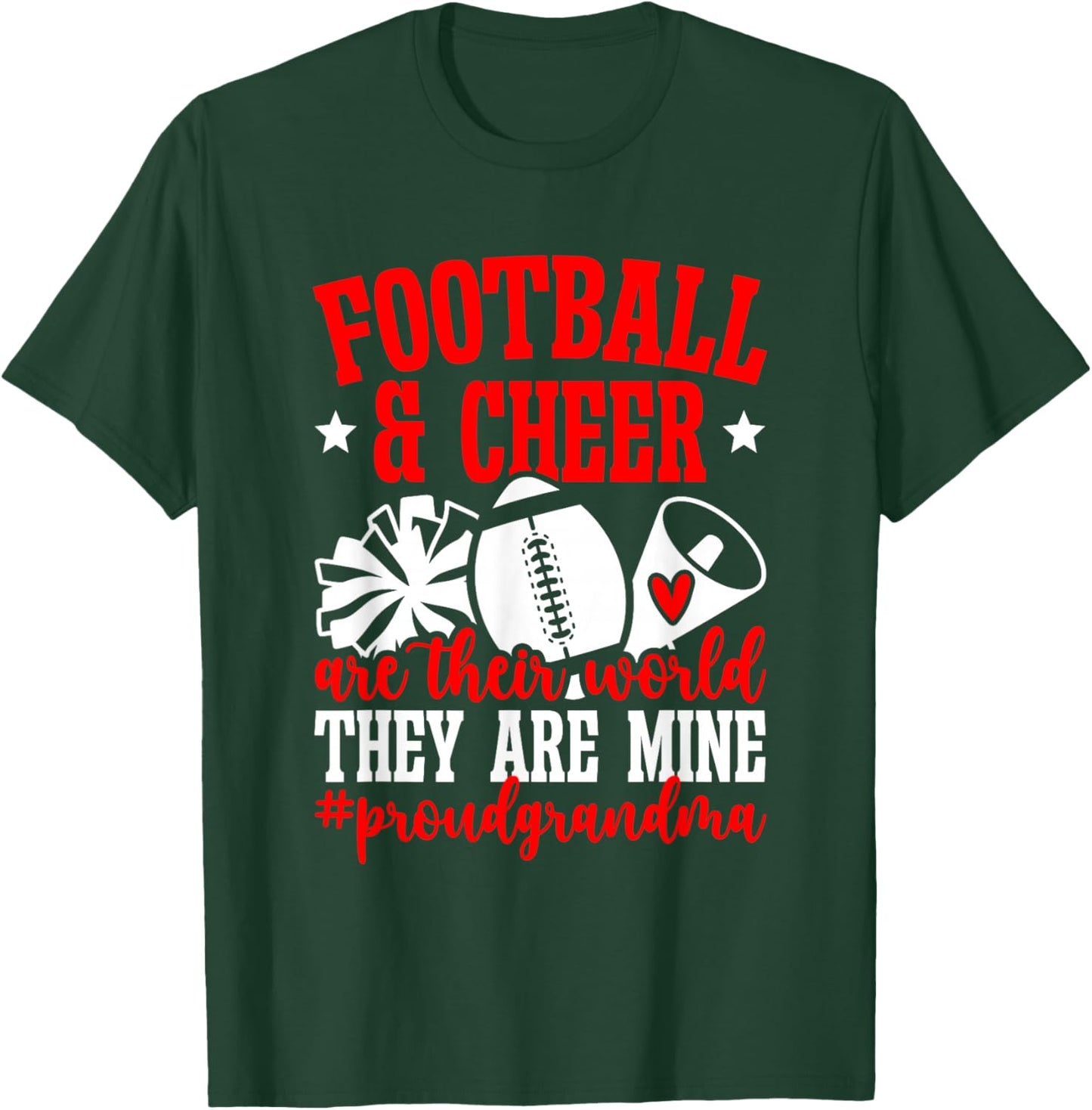 Football & Cheer Grandma Cheerleading and Football Grandma T-Shirt - T-Shirt | Forest