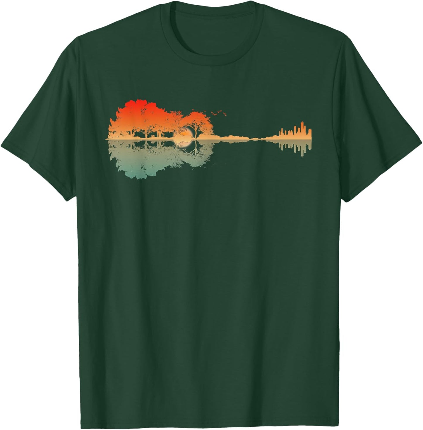 Vintage Guitar Forest Music Guitar Lover Guitarist Men Women T-Shirt - T-Shirt | Forest