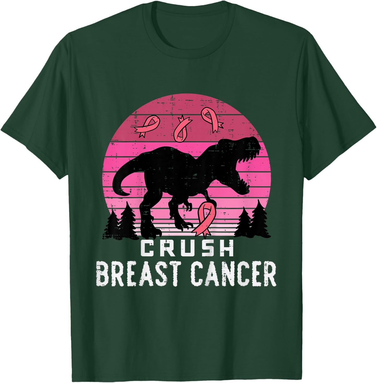 Kids Crush Breast Cancer Pink Trex Dino Awareness Toddler Boys T-Shirt - T-Shirt | Forest