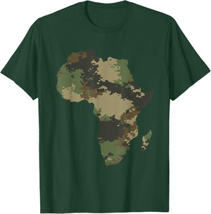 Africa Continent Map Camo Pattern African Defense Safari T-Shirt - T-Shirt | Forest