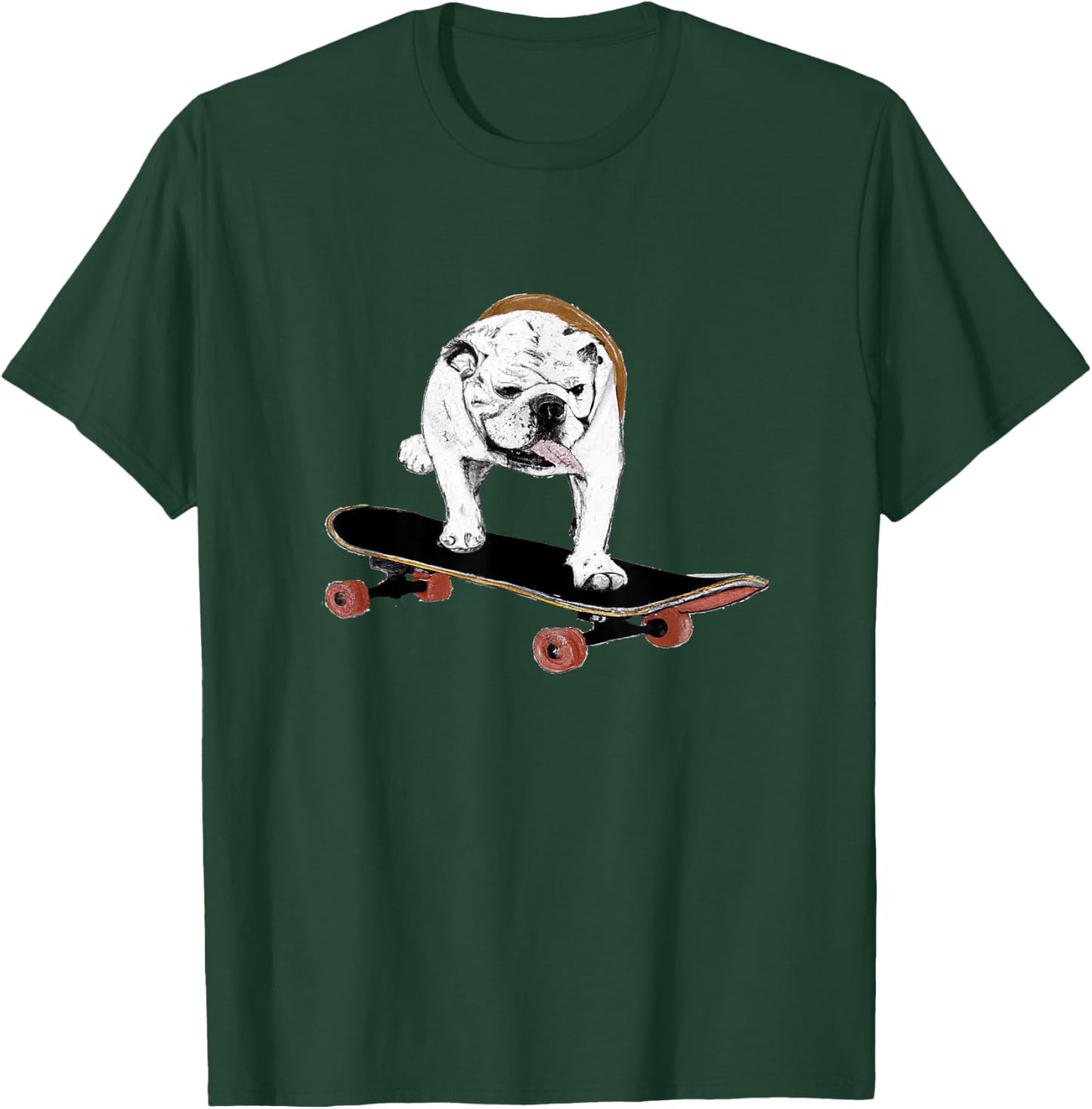 English Bulldog on a Skateboard Women Kids T-Shirt - T-Shirt | Forest