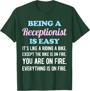 Funny Receptionist Doctor Office Vet School Desk T-Shirt - T-Shirt | Forest
