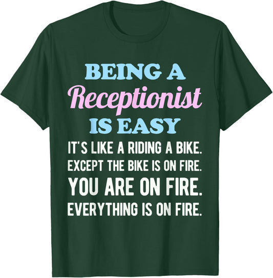 Funny Receptionist Doctor Office Vet School Desk T-Shirt - T-Shirt | Forest