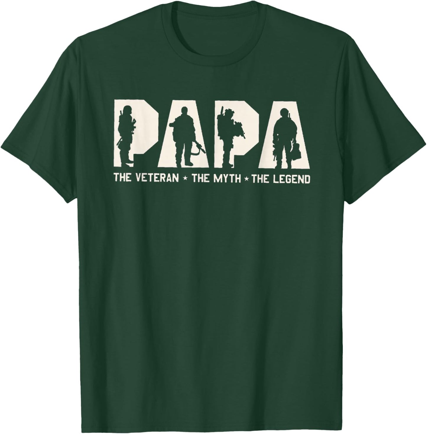 Papa Veteran The Myth The Legend Father's Day Grandpa T-Shirt - T-Shirt | Forest