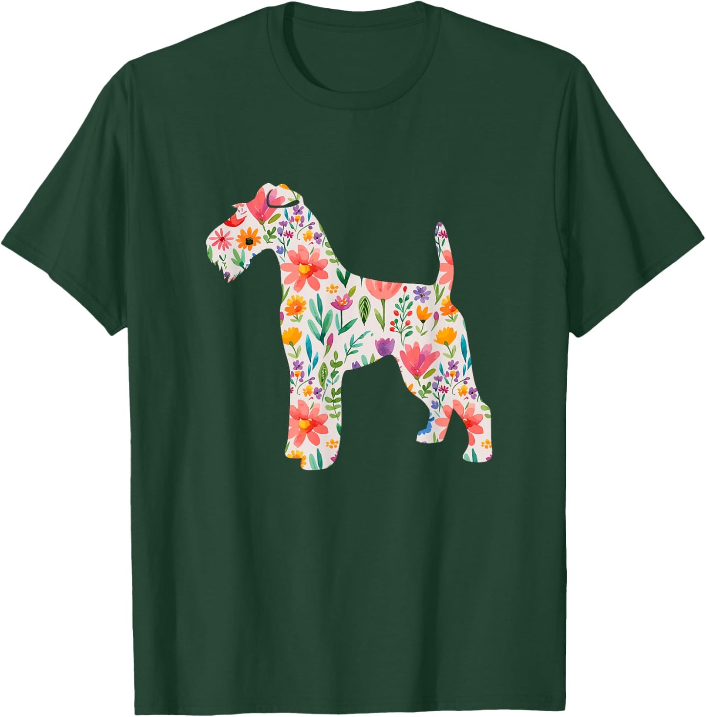Wire Fox Terrier watercolor flowers design T-Shirt - T-Shirt | Forest