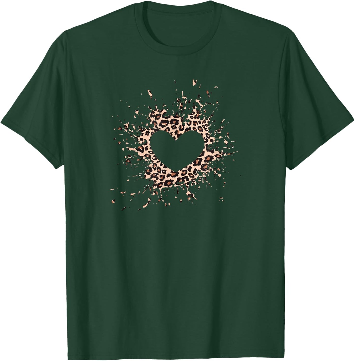 Animal Print Heart Splatter Design T-Shirt - T-Shirt | Forest